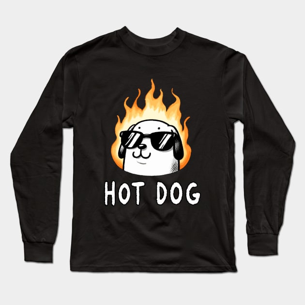 Cool Hot Dog Wiener Dog Long Sleeve T-Shirt by DoodleDashDesigns